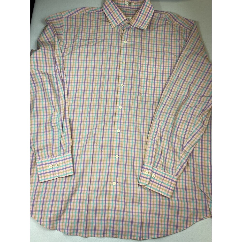 Peter Millar Mens Multicolor Plaid Long Sleeve Button Up Shirt Size XL